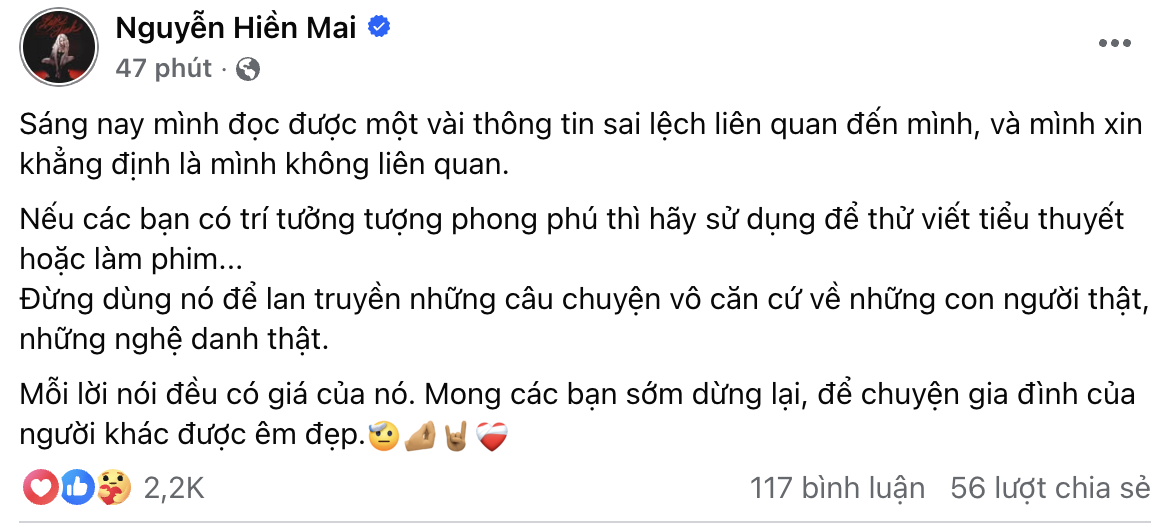 Em Xinh MaiQuinn đ&aacute;p trả tin đồn l&agrave;m người thứ 3