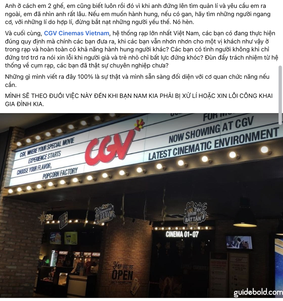 Kh&aacute;n giả phản &aacute;nh bị x&uacute;c phạm, đe doạ trong rạp phim ở H&agrave; Nội: "T&ocirc;i chỉ cần CGV c&oacute; một động th&aacute;i đơn giản"- Ảnh 3.