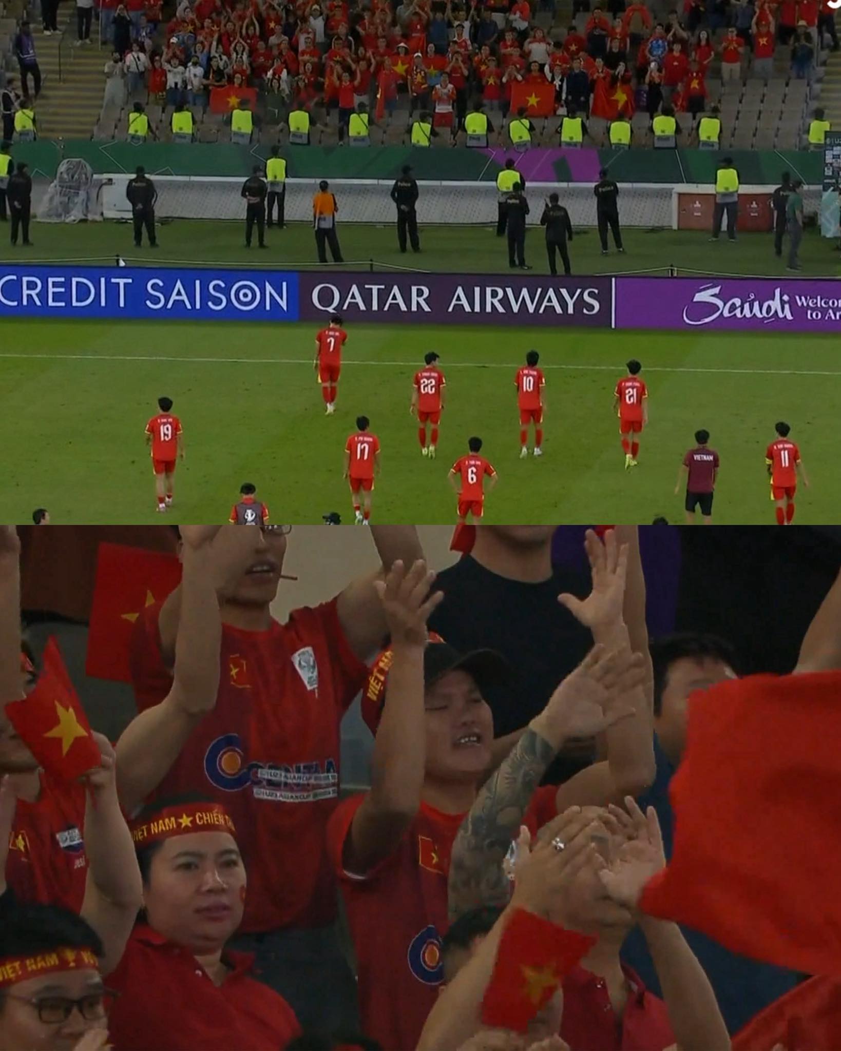 Ấm l&ograve;ng khoảnh khắc CĐV n&aacute;n lại kh&aacute;n đ&agrave;i, vỗ tay động vi&ecirc;n U23 Việt Nam vừa thua trận cay đắng- Ảnh 1.