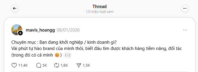 1 triệu người Việt xem b&agrave;i đăng Threads n&agrave;y! H&agrave;ng loạt chủ thương hiệu v&agrave;o b&igrave;nh luận: Chuyện g&igrave; đ&acirc;y?- Ảnh 1.