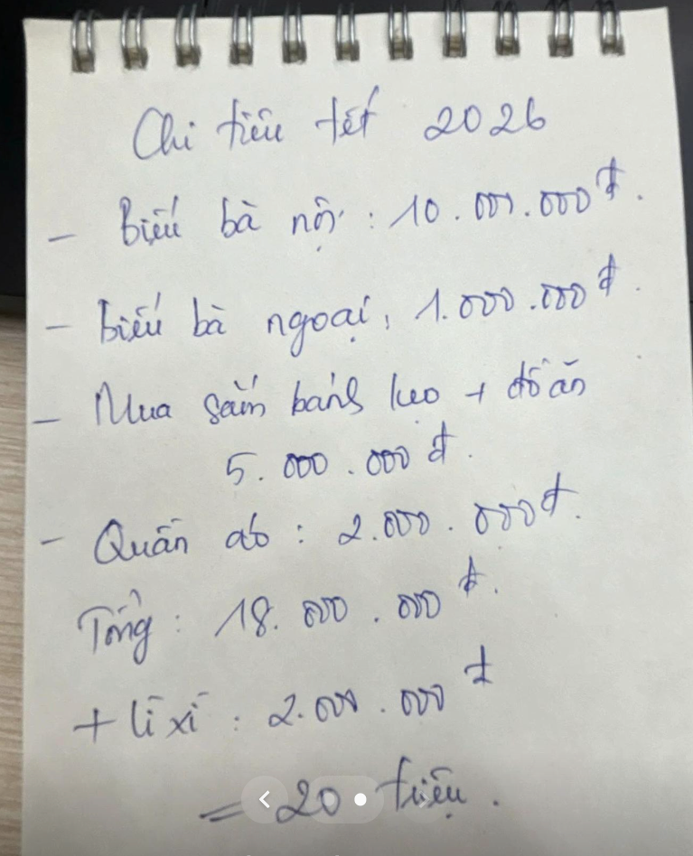 Gia đ&igrave;nh 4 người dự tr&ugrave; ti&ecirc;u Tết 20 triệu: Biếu nh&agrave; nội 10 triệu, nh&agrave; ngoại 1 triệu l&agrave;m dậy s&oacute;ng MXH- Ảnh 2.