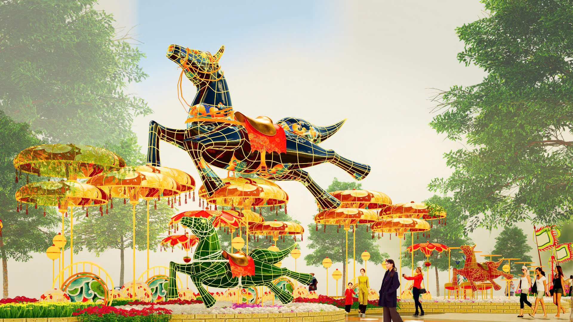 Lộ diện những linh vật ngựa đầu ti&ecirc;n của đường hoa Nguyễn Huệ Tết B&iacute;nh Ngọ 2026- Ảnh 9.