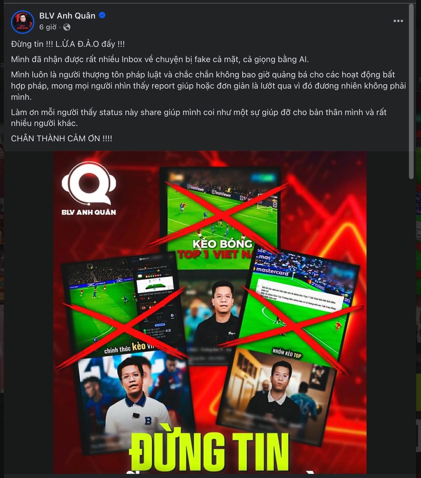 BLV Anh Qu&acirc;n cầu cứu- Ảnh 2.