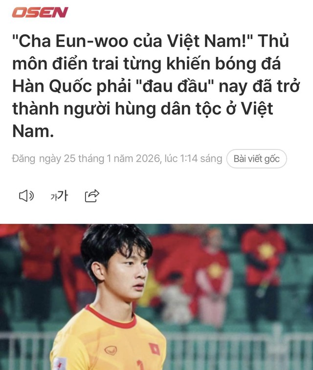 B&aacute;o H&agrave;n gọi thủ m&ocirc;n Cao Văn B&igrave;nh l&agrave; 