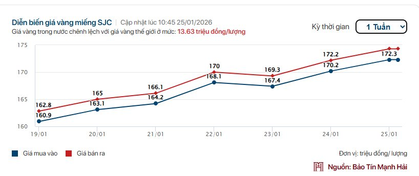 Giá vàng tuần qua 19–25/1: Liên tục lập đỉnh mới, tăng gần 10 triệu đồng/lượng- Ảnh 2.