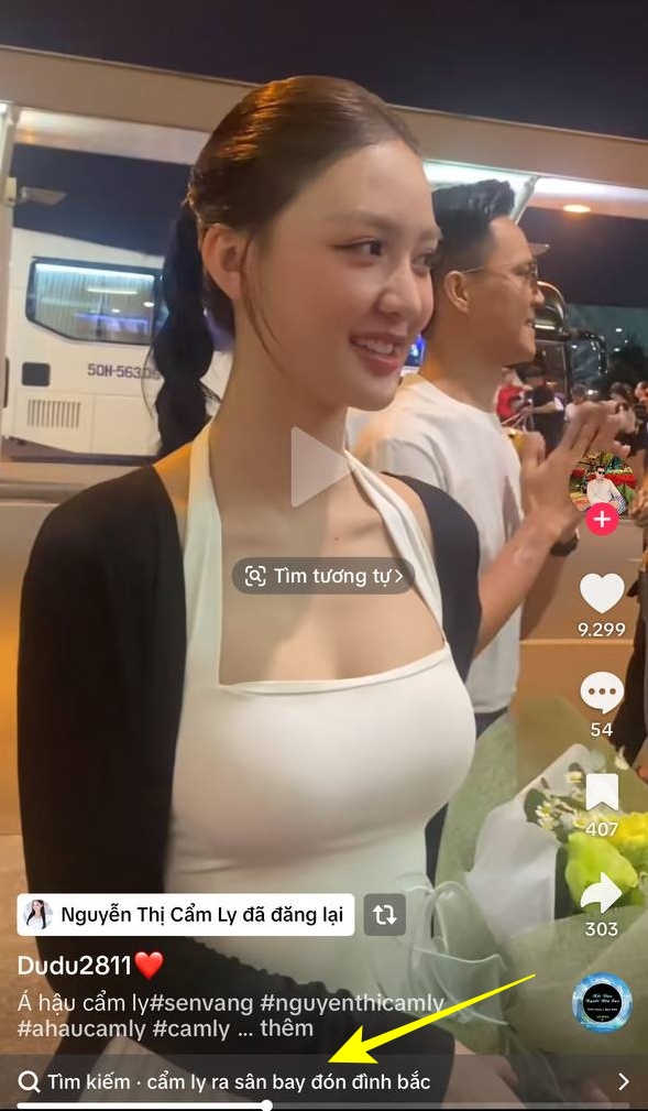 Clip được t&igrave;m kiếm nhiều nhất: &Aacute; hậu Cẩm Ly "bị t&oacute;m d&iacute;nh" khi ra s&acirc;n bay đ&oacute;n Đ&igrave;nh Bắc?- Ảnh 3.