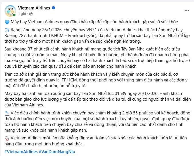 M&aacute;y bay Vietnam Airlines quay đầu khẩn cấp: L&yacute; do ph&iacute;a sau khiến h&agrave;ng trăm h&agrave;nh kh&aacute;ch đồng loạt im lặng, kh&ocirc;ng một lời ph&agrave;n n&agrave;n- Ảnh 1.