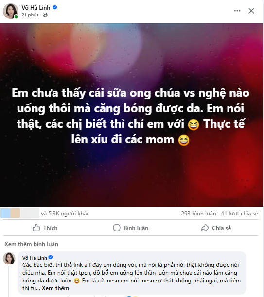 "Tr&ugrave;m affiliate" Mai Phương B&ugrave;i bị tố quảng c&aacute;o lố, "ti&ecirc;m tế b&agrave;o gốc nhưng n&oacute;i da đẹp nhờ uống nghệ v&agrave; sữa ong ch&uacute;a"- Ảnh 4.