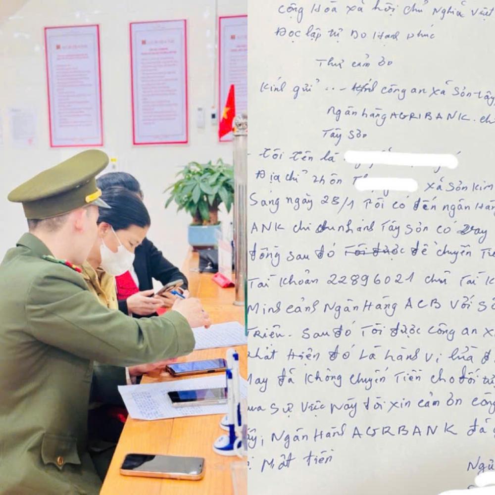 Người phụ nữ SN 1960 tới NH Agribank l&agrave;m thủ tục vay 200 triệu đồng, lực lượng c&ocirc;ng an lập tức ngăn chặn- Ảnh 2.