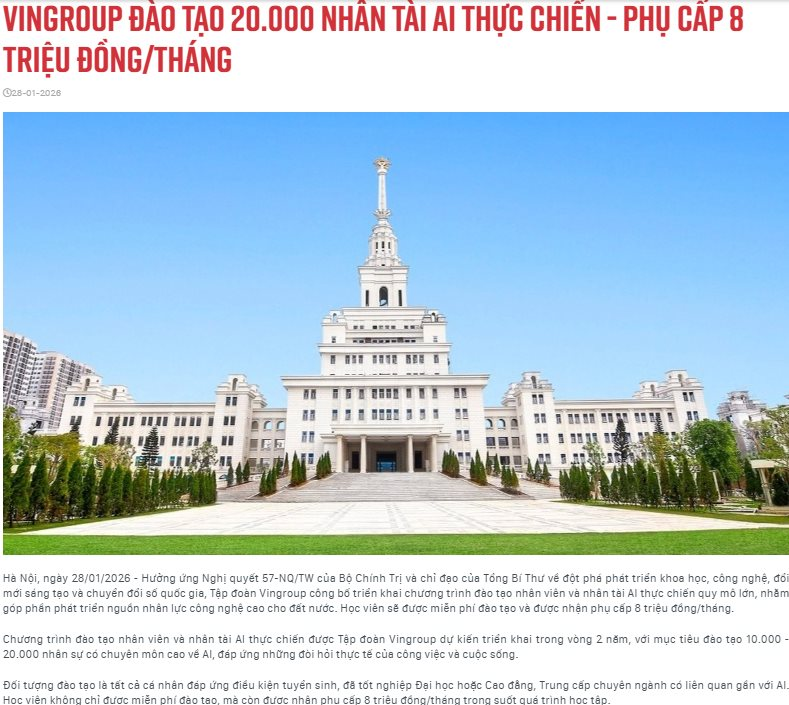 Tỷ ph&uacute; Phạm Nhật Vượng cấp 8 triệu đồng/th&aacute;ng, miễn ph&iacute; tiền học để chi&ecirc;u mộ nh&acirc;n t&agrave;i theo đuổi lĩnh vực n&agrave;y- Ảnh 1.