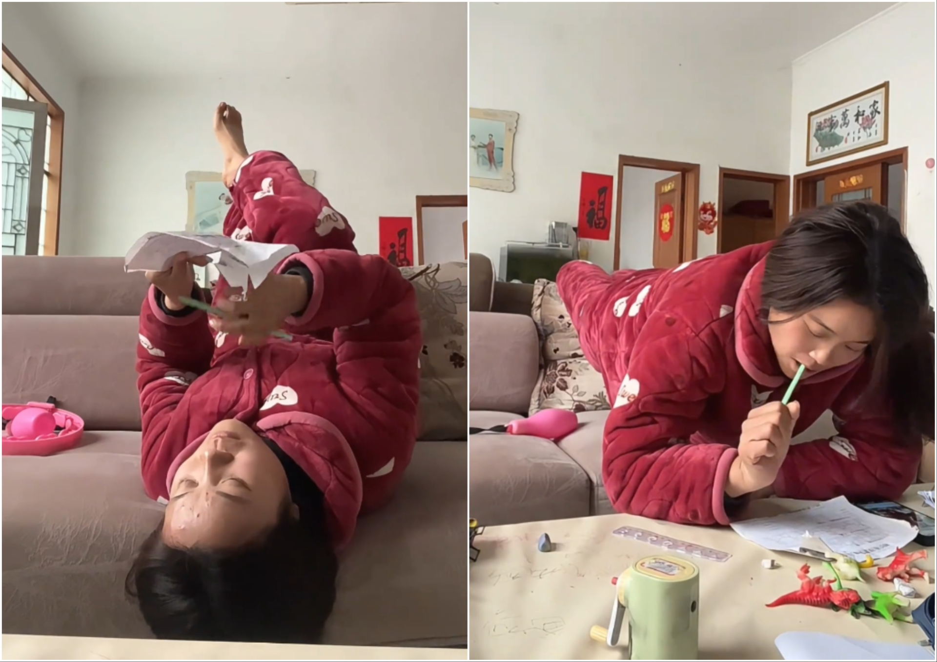 B&agrave; mẹ diễn lại cảnh con trai tiểu học l&agrave;m b&agrave;i tập: 1 ph&uacute;t 100 động t&aacute;c, Oscar kh&ocirc;ng c&oacute; chị, tụi tui kh&ocirc;ng coi!- Ảnh 4.