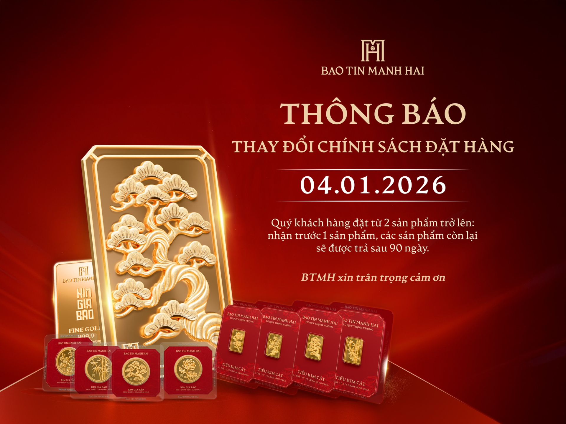 Người mua v&agrave;ng tại Bảo T&iacute;n Mạnh Hải ch&uacute; &yacute;: Th&ocirc;ng b&aacute;o khẩn từ ng&agrave;y 4/1, &aacute;p dụng tr&ecirc;n to&agrave;n quốc- Ảnh 1.