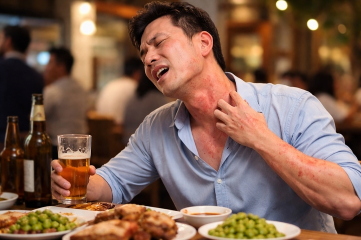 Uống v&agrave;i ngụm rượu đ&atilde; nổi mề đay, kh&oacute; thở: Dấu hiệu dị ứng đe dọa t&iacute;nh mạng- Ảnh 1.