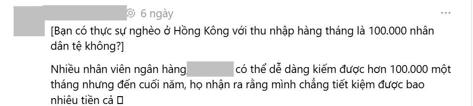 &ldquo;Thu nhập hơn 300 triệu/th&aacute;ng ở Hong Kong (Trung Quốc) l&agrave; ngh&egrave;o?&rdquo; - Nh&acirc;n vi&ecirc;n ng&acirc;n h&agrave;ng chia sẻ tr&ecirc;n Threads khiến netizen tranh c&atilde;i dữ dội- Ảnh 2.