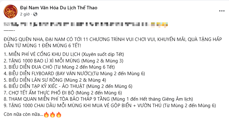 Khu du lịch Đại Nam của b&agrave; Nguyễn Phương Hằng li&ecirc;n tiếp tung th&ocirc;ng b&aacute;o đặc biệt- Ảnh 2.