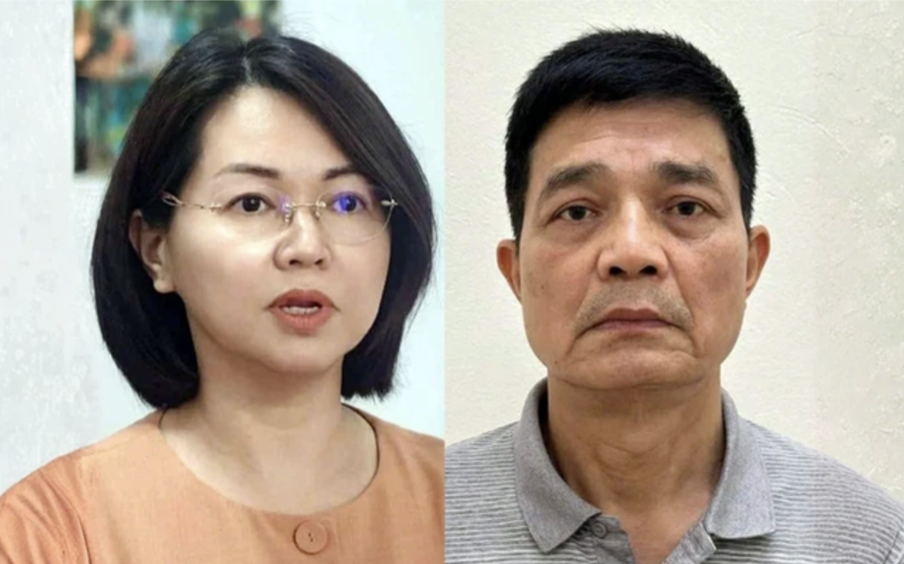 Hai cựu Cục trưởng Cục An to&agrave;n thực phẩm Nguyễn Thanh Phong, Trần Việt Nga hầu t&ograve;a- Ảnh 1.