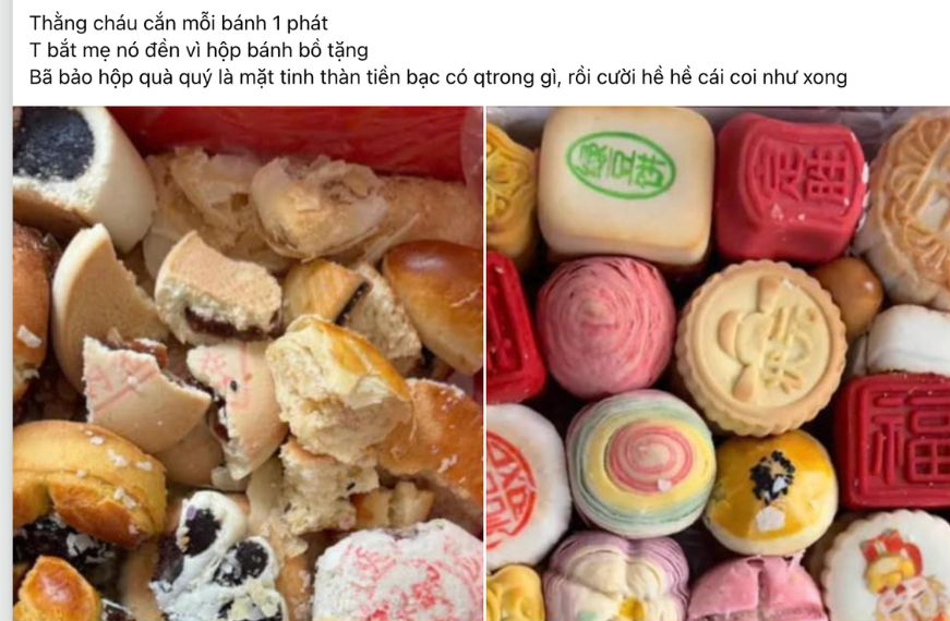 2 bức ảnh TRƯỚC - SAU hộp b&aacute;nh v&agrave; c&acirc;u n&oacute;i người mẹ g&acirc;y b&atilde;o tranh c&atilde;i: 1 lần xuề xo&agrave;, ng&agrave;n lần hại đời con- Ảnh 1.