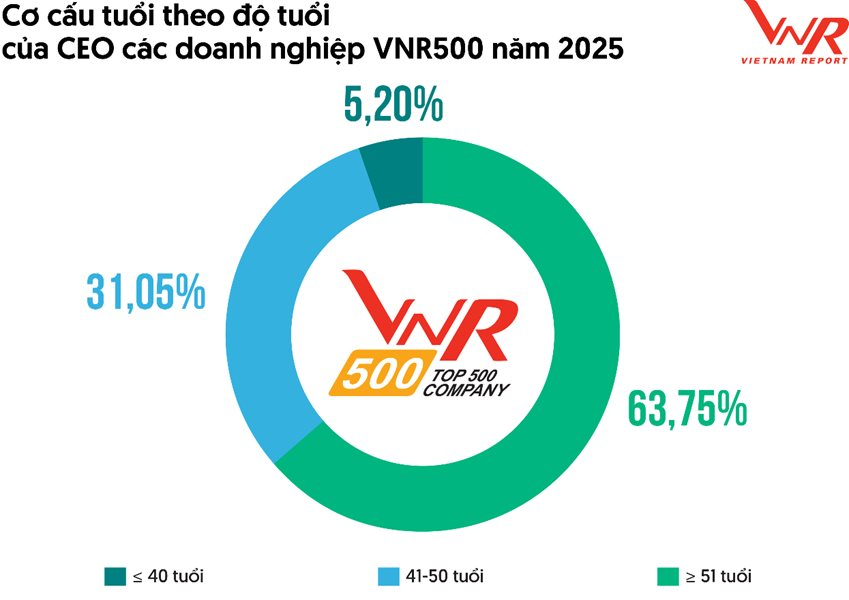 Soi tuổi CEO 500 Doanh nghiệp lớn nhất Việt Nam năm 2025: Những "con gi&aacute;p" n&agrave;o xuất hiện nhiều nhất?- Ảnh 2.