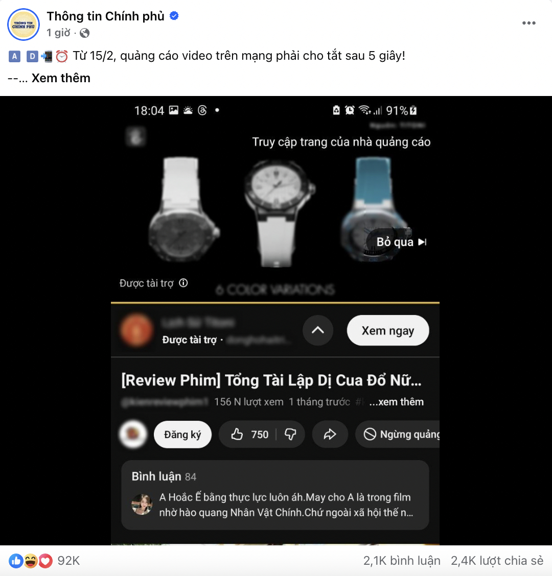 Từ 15/2, quảng c&aacute;o video tr&ecirc;n mạng phải cho tắt sau 5 gi&acirc;y!- Ảnh 1.