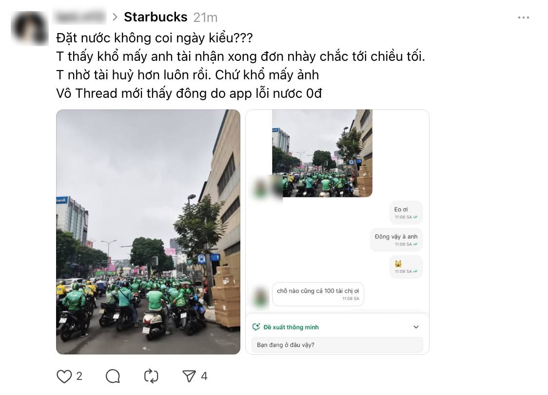 Ồ ạt mua Starbucks gi&aacute; 0 đồng, tưởng sale 