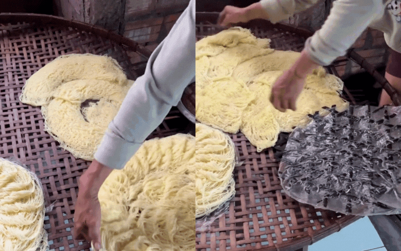 B&uacute;n d&acirc;y, thức qu&agrave; s&aacute;ng "g&acirc;y thương nhớ" của người miền Trung: M&oacute;n ăn d&acirc;n d&atilde; từ bột gạo v&agrave; tro bếp, ai đi xa cũng th&egrave;m thuồng vị dầu hẹ thơm lừng- Ảnh 9.