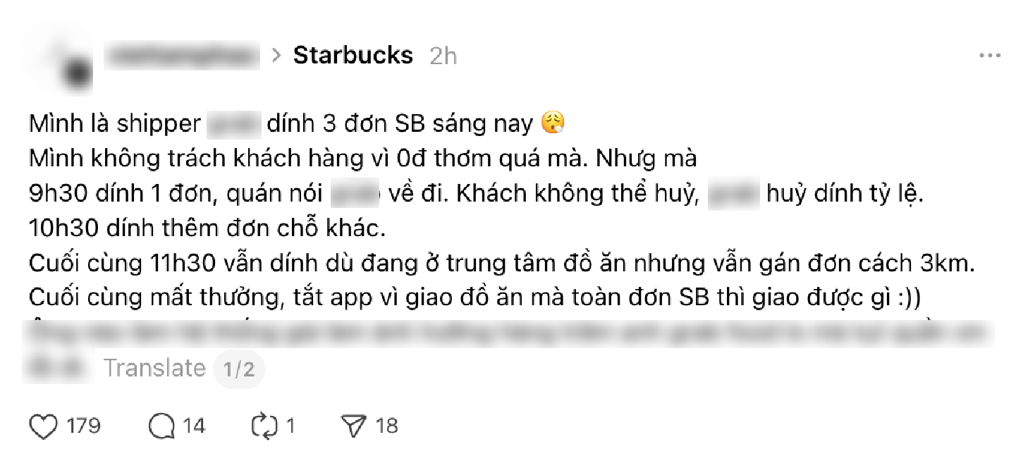 Starbucks 0 đồng, người khổ l&agrave; shipper- Ảnh 2.