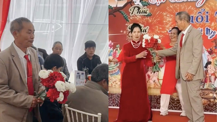 Clip cụ &ocirc;ng bị từ chối vẫn tặng hoa cụ b&agrave; bằng được khiến giới trẻ 's&ocirc;i tr&agrave;o'- Ảnh 1.