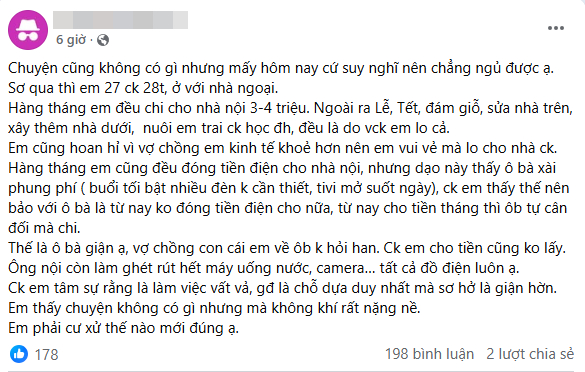 Con d&acirc;u "cắt tiền điện" của bố mẹ chồng v&igrave; thấy &ocirc;ng b&agrave; suốt ng&agrave;y mở ti vi- Ảnh 1.