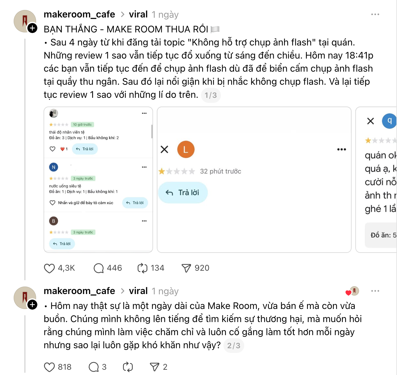 Bị khách tràn vào đánh giá 1 sao vì "cấm chụp flash", quán cafe treo status đầu hàng- Ảnh 2. Bị khách tràn vào đánh giá 1 sao vì "cấm chụp flash", quán cafe treo status đầu hàng- Ảnh 2.
