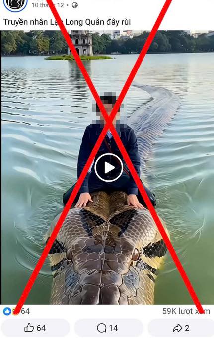 Xử phạt người d&ugrave;ng AI tạo video trăn khổng lồ bơi tr&ecirc;n hồ Ho&agrave;n Kiếm- Ảnh 2.