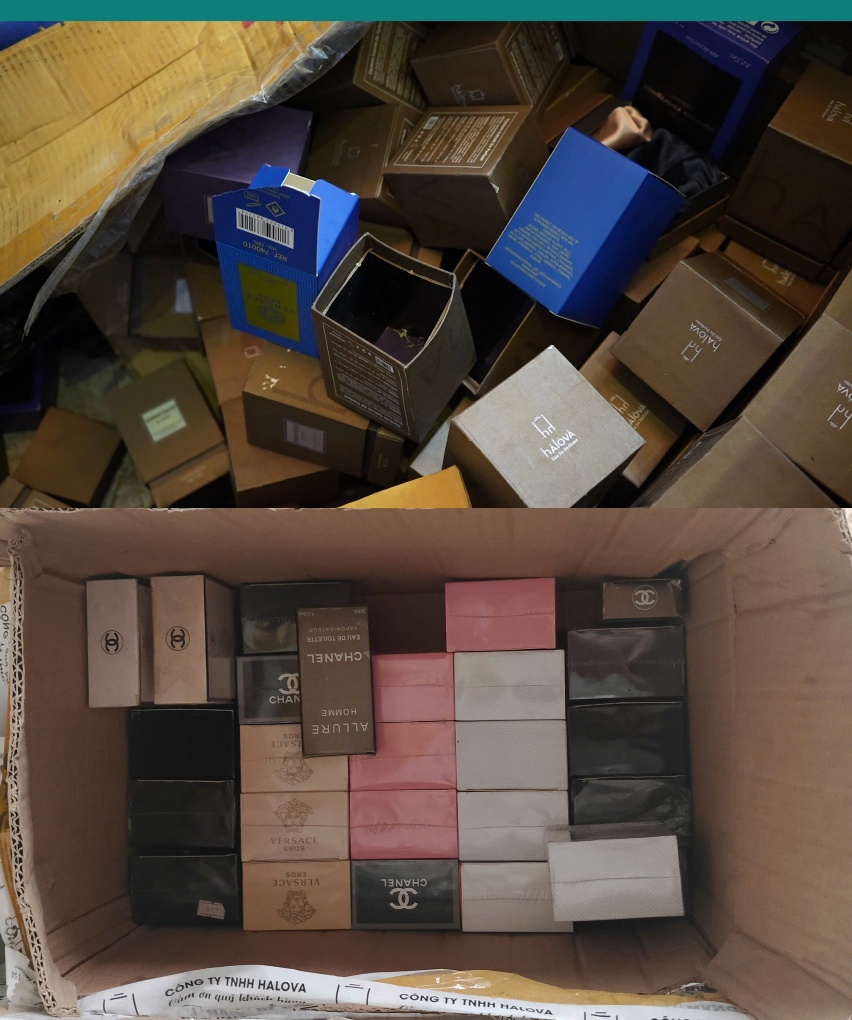 Cho&aacute;ng v&aacute;ng xưởng nước hoa giả Chanel, Dior, Le Labo... của vợ chồng Gi&aacute;m đốc HALOVA: Hơn 130 l&iacute;t nước hoa đ&atilde; pha chế, 12.400 vỏ chai v&agrave; 18.000 nh&atilde;n hiệu nước hoa c&aacute;c loại- Ảnh 5.