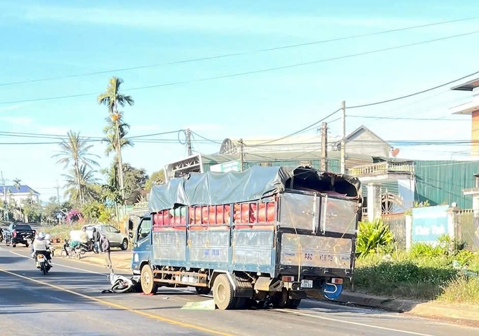 Hai vợ chồng bị xe tải t&ocirc;ng từ ph&iacute;a sau, tử vong thương t&acirc;m- Ảnh 1.