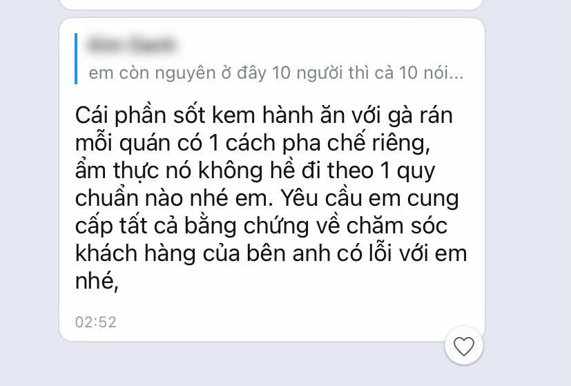 T&aacute; hoả khi đặt g&agrave; r&aacute;n sốt kem h&agrave;nh nhưng lại thấy phủ đầy sữa chua nha đam, kh&aacute;ch nhắn qu&aacute;n th&igrave; nhận phản hồi: 'Giải quyết g&igrave; em?'- Ảnh 5.