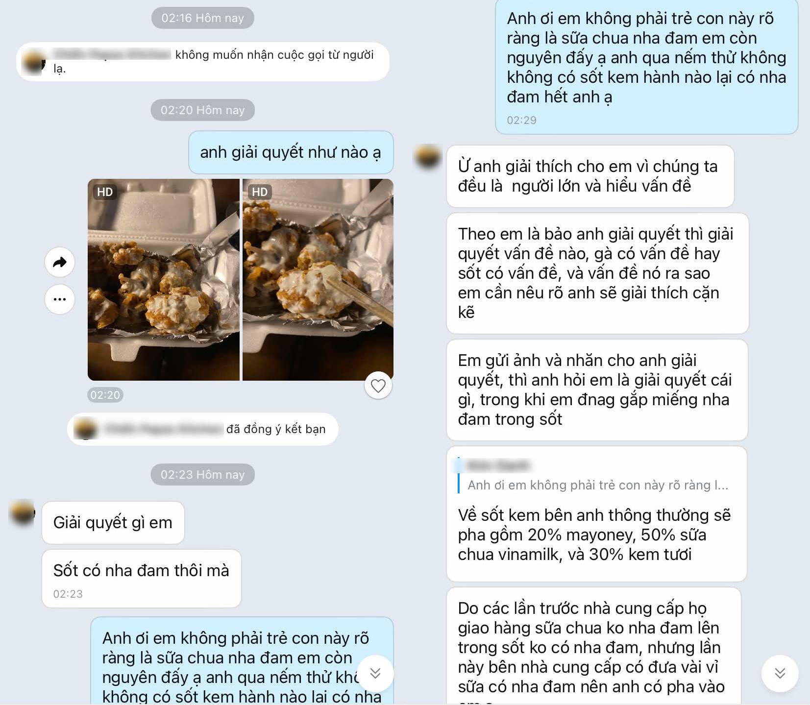 T&aacute; hoả khi đặt g&agrave; r&aacute;n sốt kem h&agrave;nh nhưng lại thấy phủ đầy sữa chua nha đam, kh&aacute;ch nhắn qu&aacute;n th&igrave; nhận phản hồi: 'Giải quyết g&igrave; em?'- Ảnh 3.