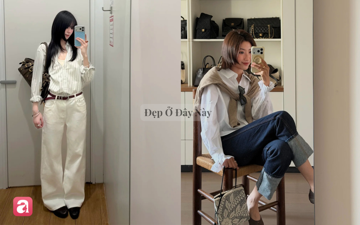 Sơ mi d&agrave;i tay v&agrave; quần jeans: Combo mặc l&agrave; trẻ, lại c&ograve;n rất sang trong m&ugrave;a thu- Ảnh 4.