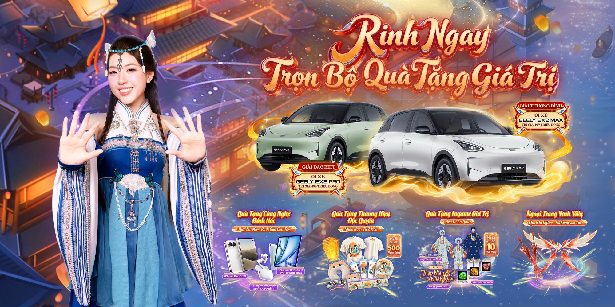 V&otilde; L&acirc;m Truyền Kỳ Mobile chi&ecirc;u đ&atilde;i game thủ loạt qu&agrave; khủng, nổi bật với bộ đ&ocirc;i xe Geely EX2 tại V&otilde; L&acirc;m Thượng Đỉnh - Ảnh 5.