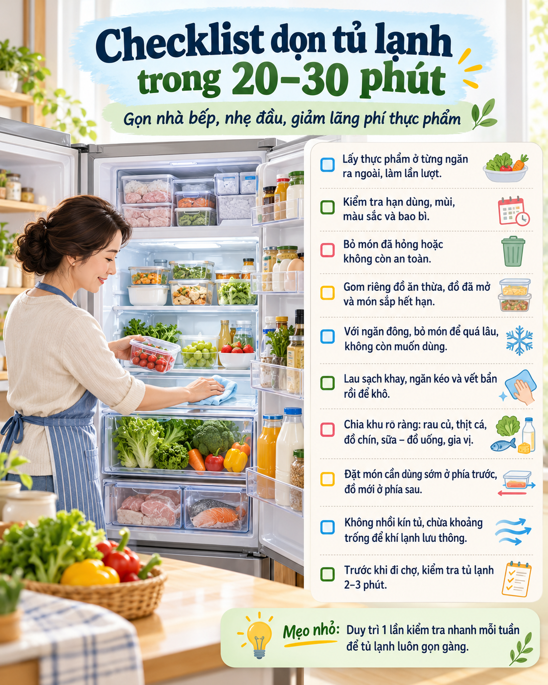 Một căn bếp sạch sẽ mang lại một t&acirc;m tr&iacute; thanh thản: H&agrave;nh tr&igrave;nh &ldquo;dọn tủ lạnh&rdquo; của một phụ nữ trung ni&ecirc;n- Ảnh 4.