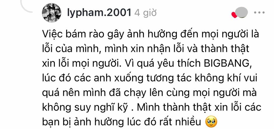 TikToker Ly Phạm &ldquo;đu r&agrave;o&rdquo; ở concert BIGBANG l&ecirc;n tiếng xin lỗi, chủ động gỡ bỏ h&igrave;nh ảnh về sự kiện- Ảnh 3.