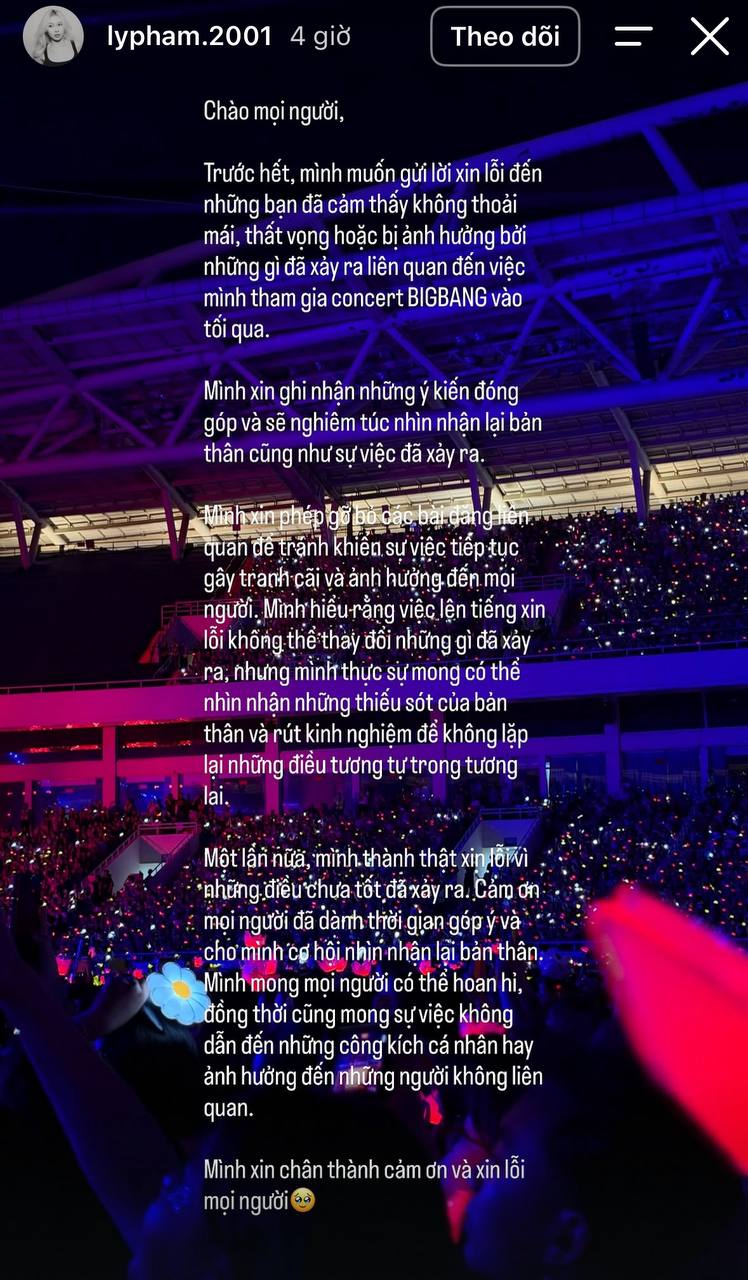 TikToker Ly Phạm &ldquo;đu r&agrave;o&rdquo; ở concert BIGBANG l&ecirc;n tiếng xin lỗi, chủ động gỡ bỏ h&igrave;nh ảnh về sự kiện- Ảnh 4.