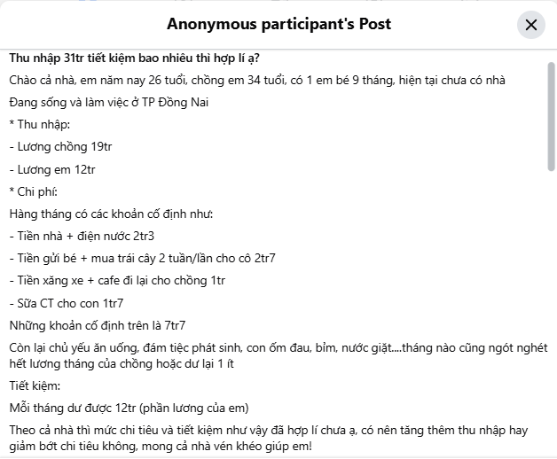 Vợ chồng ở Đồng Nai thu nhập 31 triệu vừa thu&ecirc; nh&agrave;, vừa nu&ocirc;i con: Chi ti&ecirc;u thế n&agrave;o m&agrave; tiết kiệm được 12 triệu/th&aacute;ng?- Ảnh 1.