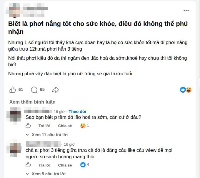 Hết uống cốt chanh thải độc đến group hơn 100.000 thành viên "phơi nắng trừ hàn": Khi sự cuồng tín MXH biến sức khỏe thành "trò đùa sức khỏe" - Ảnh 6.