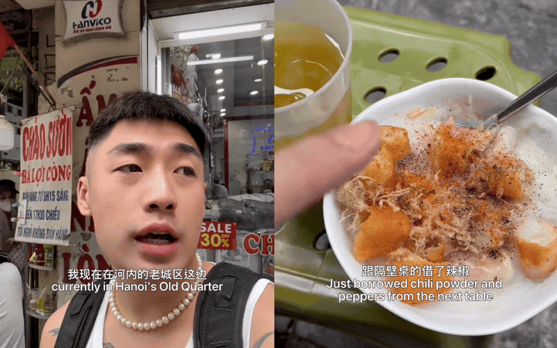 Kh&aacute;ch Trung kh&aacute;m ph&aacute; m&oacute;n ăn b&igrave;nh d&acirc;n ở phố cổ H&agrave; Nội: Một b&aacute;t chỉ 35.000 đồng, c&aacute;ch kết hợp nguy&ecirc;n liệu khiến nhiều người t&ograve; m&ograve;- Ảnh 2.