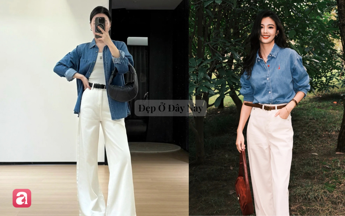 Sơ mi denim: Diện vừa trẻ trung vừa sang chuẩn old money cho n&agrave;ng c&ocirc;ng sở - Ảnh 4.