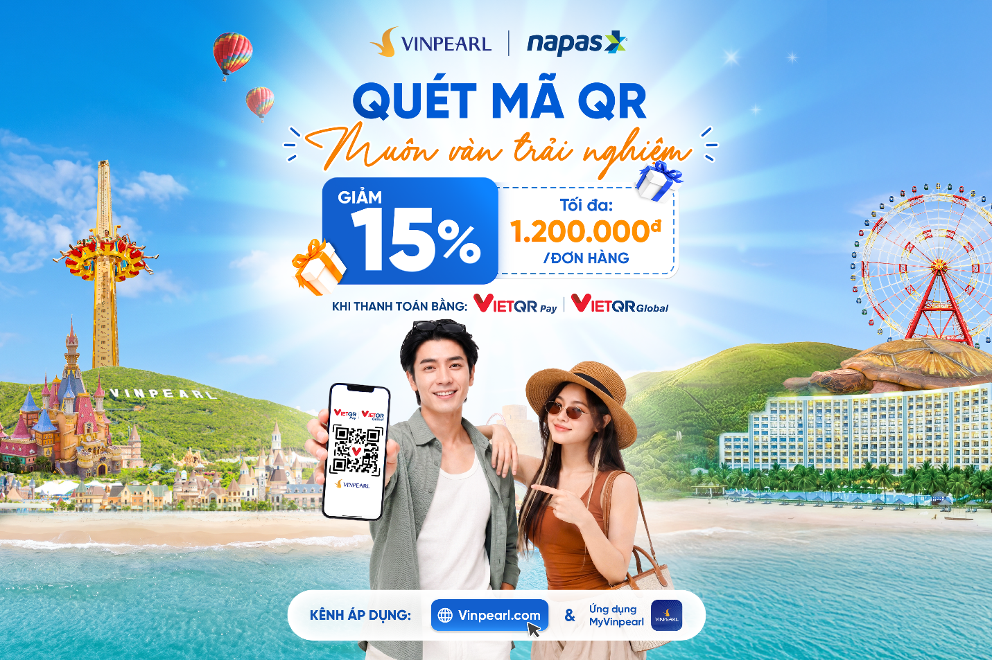 Giảm tới 1,2 triệu đồng khi thanh to&aacute;n VIETQRPAY &ndash; VIETQRGLOBAL tại hệ sinh th&aacute;i Vinpearl - Ảnh 1.