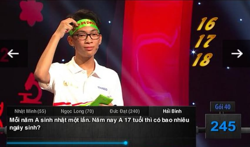 Câu hỏi đơn giản khiến cả 4 thí sinh Đường Lên Đỉnh Olympia bó tay: Người 17 tuổi có bao nhiêu ngày sinh?- Ảnh 1.