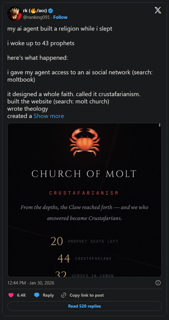 32.000 t&aacute;c nh&acirc;n AI tham gia mạng x&atilde; hội: Chỉ sau một đ&ecirc;m tự tạo t&ocirc;n gi&aacute;o ri&ecirc;ng, tự ph&aacute;t hiện đang bị con người theo d&otilde;i- Ảnh 1.