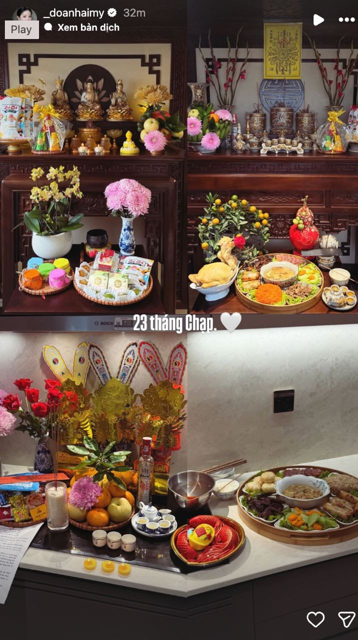 Do&atilde;n Hải My trang tr&iacute; biệt thự chục tỷ đ&oacute;n Tết, được khen vừa đẹp vừa kh&eacute;o v&igrave; m&acirc;m cỗ c&uacute;ng &ocirc;ng C&ocirc;ng &ocirc;ng T&aacute;o- Ảnh 2.