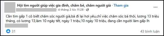Thu&ecirc; gi&uacute;p việc ngủ lại, chăm &ocirc;ng b&agrave;, bố mẹ U60, U70 ng&agrave;y Tết: Trả lương 10 triệu trong 10 ng&agrave;y nhưng kh&ocirc;ng phải ai cũng l&agrave;m được- Ảnh 2.