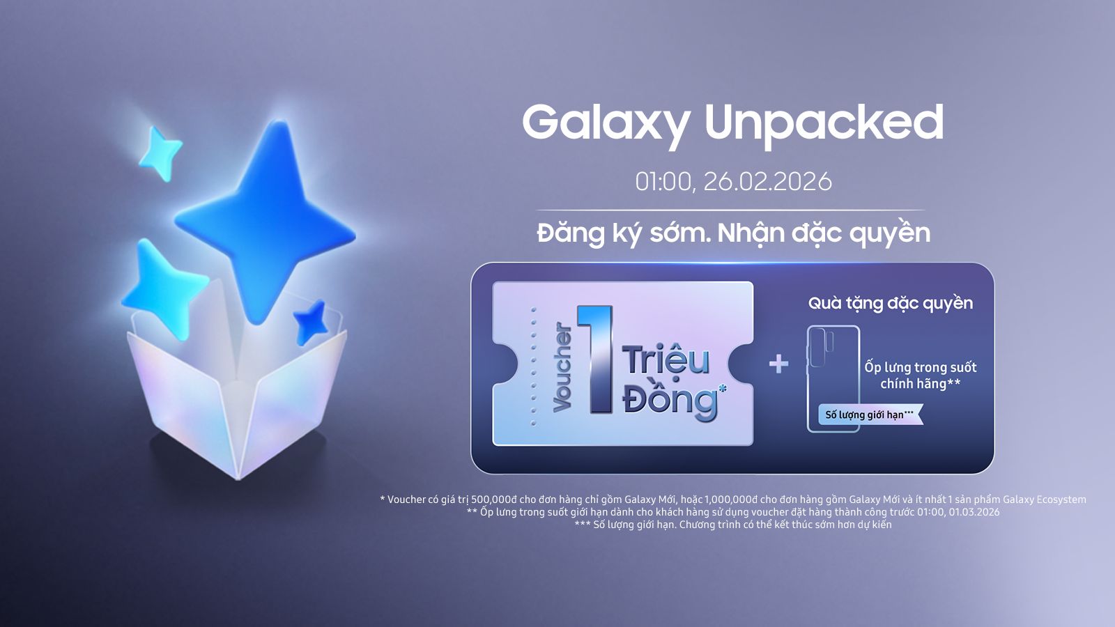 Đăng k&iacute; sớm để nhận ngay ưu đ&atilde;i 1 triệu đồng ch&agrave;o đ&oacute;n Thế hệ Galaxy AI Phone mới- Ảnh 1.