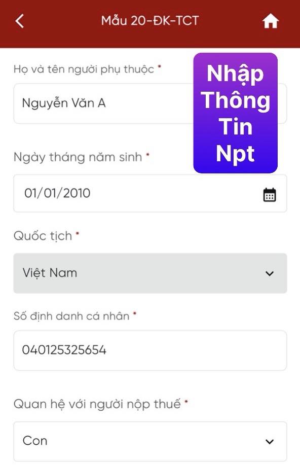 Cơ quan Thuế hướng dẫn chi tiết c&aacute;ch đăng k&yacute; Người phụ thuộc tr&ecirc;n eTax Mobile- Ảnh 7.